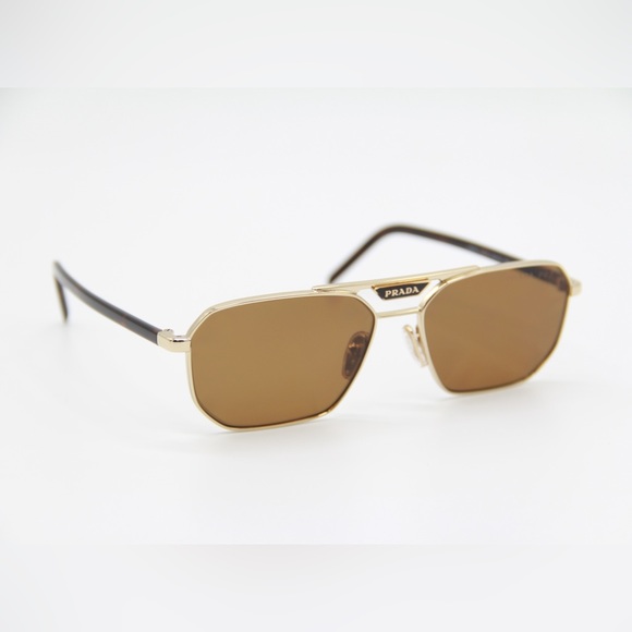 NEW PRADA POLARIZED SUNGLASSES PRADA PR58YS ZVN5Y1 GOLD BROWN EYEWEAR SPR 58Y - Picture 8 of 13